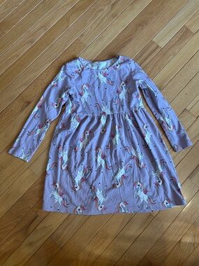 H&M Lavender Long-Sleeve Unicorn Print Dress